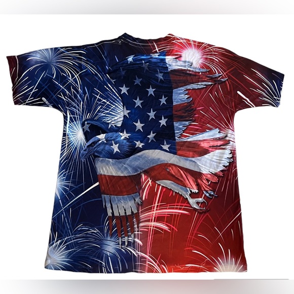 Spirit Of America Mens Eagle Flag  Lightweight T-Shirt size Large Red/White/Blue - Picture 5 of 8